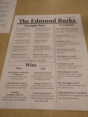 Menu photo 3 The Edmund Burke Toronto, ON Menu photo 3 The Edmund Burke Toronto, ON