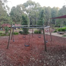 Blenheim Park - The pentagon swing arrangement. Fun to try to touch feet while swinging towards each other.