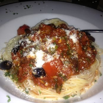Pomodoro Grill - The Linguine Puttenesca. With angel hair instead and Parmesan on top. - Italian Near Me - Vero Beach, Florida Pomodoro Grill - The Linguine Puttenesca. With angel hair instead and Parmesan on top. - Italian Near Me - Vero Beach, Florida