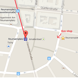 IKEA - Location of free bus to SCS Shopping City after getting off U1 Reumannplatz station