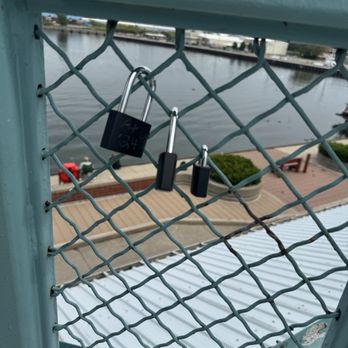 Bicentennial Tower - Love Locks starting on the fencing - Landmarks & Historical Buildings Near Me - Erie, Pennsylvania