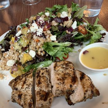 Iron Works - Farro Salad with grilled vegetables with added chicken option - American Near Me - Warwick, Rhode Island Iron Works - Farro Salad with grilled vegetables with added chicken option - American Near Me - Warwick, Rhode Island