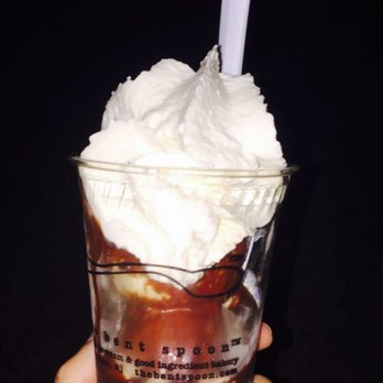 The Bent Spoon - Bananas Fosters and Sweet Cream w. Hot fudge and whipped cream ($5.75) - Ice Cream & Frozen Yogurt Near Me - Princeton, New Jersey