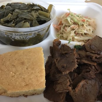 Smoke BBQ - Beef brisket platter: collard greens, cornbread, and slaw... yummy! - Barbeque Near Me - Bethesda, Maryland Smoke BBQ - Beef brisket platter: collard greens, cornbread, and slaw... yummy! - Barbeque Near Me - Bethesda, Maryland