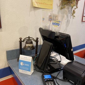 Quickly - Ring the bell to the left for service. They take card judging from the card machine, the little advertisement lists the fees for usage. - Coffee & Tea Near Me - San Gabriel, California Quickly - Ring the bell to the left for service. They take card judging from the card machine, the little advertisement lists the fees for usage. - Coffee & Tea Near Me - San Gabriel, California
