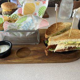 Cheeseburger and Chicken Avocado Club Cheeseburger and Chicken Avocado Club