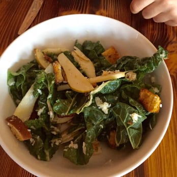 Marble + Rye - Organic Swiss chard salad w/ pear, Gouda goat cheese, croutons, garlic Lemon dressing - Cocktail Bars Near Me - Buffalo, New York