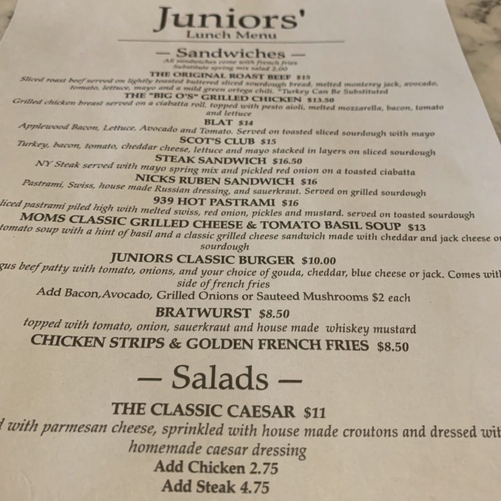 Juniors' - Menu - American Near Me - Tracy, California Juniors' - Menu - American Near Me - Tracy, California
