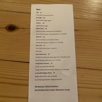 one19 - Drink menu - Tex-Mex Near Me - Farmville, Virginia