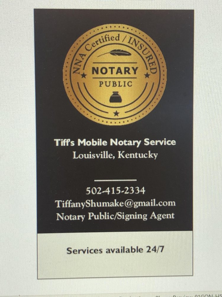 TIFF’S MOBILE NOTARY SERVICE Louisville, Kentucky Notaries Phone