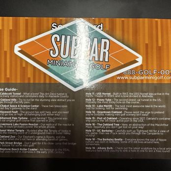 Subpar Miniature Golf - Course Guide (back of score card) - Mini Golf Near Me - Alameda, California Subpar Miniature Golf - Course Guide (back of score card) - Mini Golf Near Me - Alameda, California