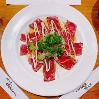Guu with Garlic - Beef-Tataki 9.50 thin sliced beef sashimi w/ plum sauce - Japanese Near Me - Vancouver, British Columbia Guu with Garlic - Beef-Tataki 9.50 thin sliced beef sashimi w/ plum sauce - Japanese Near Me - Vancouver, British Columbia