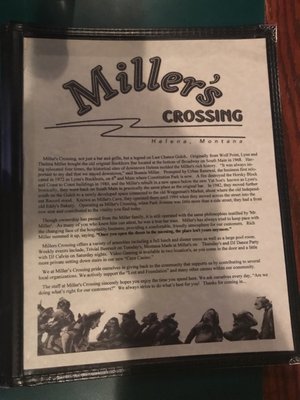 Menu photo 1 Miller's Crossing Helena, MT Menu photo 1 Miller's Crossing Helena, MT
