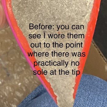 Santana Leather Care - This is before. ONLY LOOK AT THE TIP. Everything else is normal wear and tear. - Shoe Repair Near Me - Raleigh, North Carolina Santana Leather Care - This is before. ONLY LOOK AT THE TIP. Everything else is normal wear and tear. - Shoe Repair Near Me - Raleigh, North Carolina