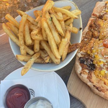Offshore 9 Rooftop Lounge - Truffle Fries with sauce - Cocktail Bars Near Me - Huntington Beach, California Offshore 9 Rooftop Lounge - Truffle Fries with sauce - Cocktail Bars Near Me - Huntington Beach, California