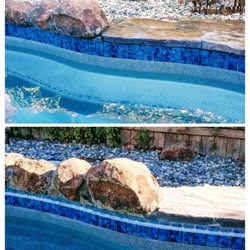 Blast Off Pool Tile Cleaning - Ceramic Tile Before and After