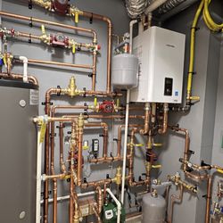 Alfa Mechanical - Navien boiler with floor heating, snow melting and indirect water heater