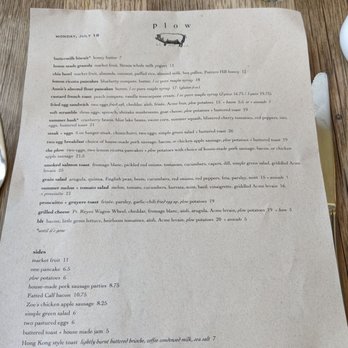 Plow - Menu - Breakfast & Brunch Near Me - San Francisco, California Plow - Menu - Breakfast & Brunch Near Me - San Francisco, California