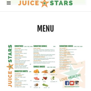 Juice Stars - Menu - Juice Bars & Smoothies Near Me - Salt Lake City, Utah