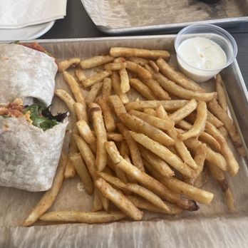 Zef’s Dockside Bar & Kitchen - Buffalo chicken wrap with fries. - Bars Near Me - St Clair Shores, Michigan Zef’s Dockside Bar & Kitchen - Buffalo chicken wrap with fries. - Bars Near Me - St Clair Shores, Michigan