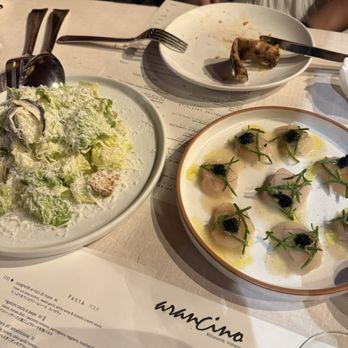 Arancino di Mare - Insalata alla Cesare and Carpaccio di Capesante - Italian Near Me - Honolulu, Hawaii