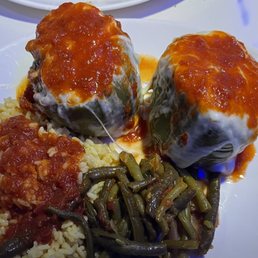 stuffed peppers with rice and green beans