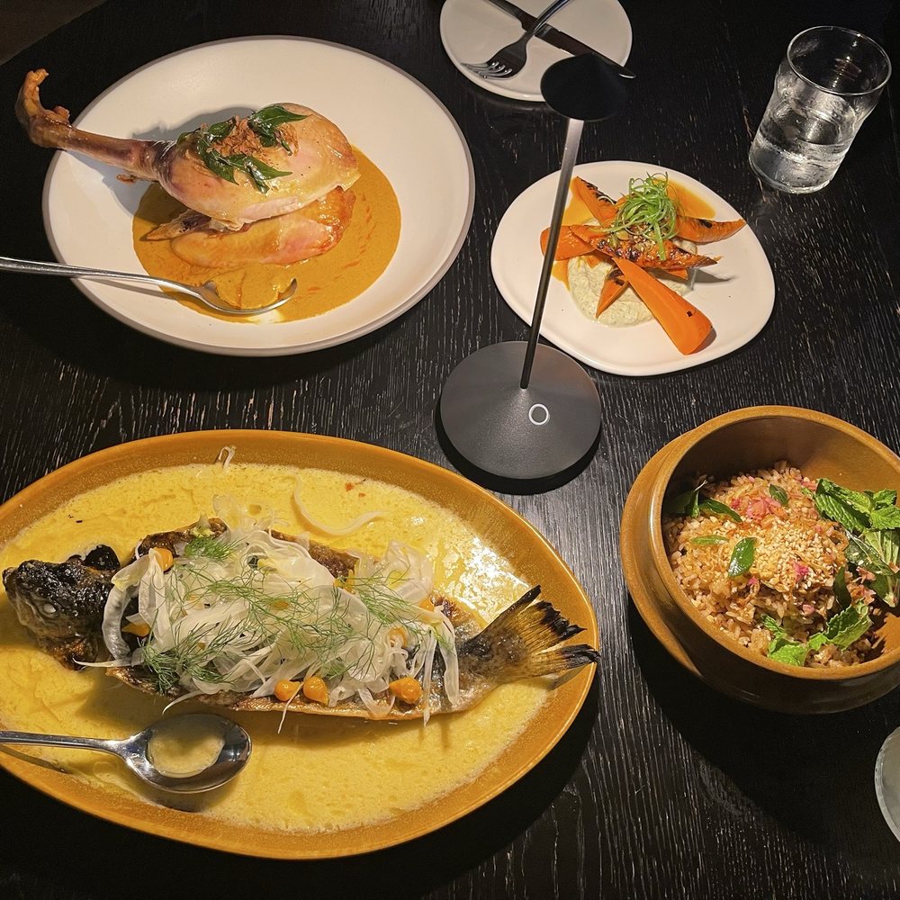 Peregrine - Bengali wedding chicken, rainbow trout, pulao, tallow carrots - American Near Me - Raleigh, North Carolina Peregrine - Bengali wedding chicken, rainbow trout, pulao, tallow carrots - American Near Me - Raleigh, North Carolina