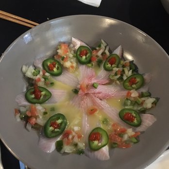 Taizzi Sushi - Katy - Yellow tail sashimi with lemon sauce and veggies - Sushi Bars Near Me - Katy, Texas Taizzi Sushi - Katy - Yellow tail sashimi with lemon sauce and veggies - Sushi Bars Near Me - Katy, Texas