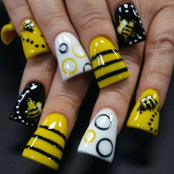 New Waves Salon and Spa - Rita - Original. ..slight flare..bumble bees...colored acrylic - Nail Technicians Near Me - Lancaster, California