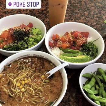 Poke Stop - Veggie Ramen and two poke bowls - Ramen Near Me - Fort Worth, Texas