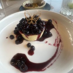 Sedona Cafe and Lounge - Lemon cheesecake with blueberry compote.