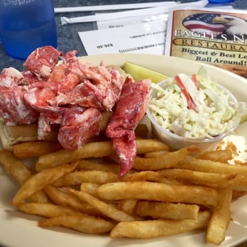 Eagles Nest Restaurant - Coleslaw, a pickle, fries, and most importantly, a damn good lobster roll. - Seafood Near Me - Brewer, Maine Eagles Nest Restaurant - Coleslaw, a pickle, fries, and most importantly, a damn good lobster roll. - Seafood Near Me - Brewer, Maine