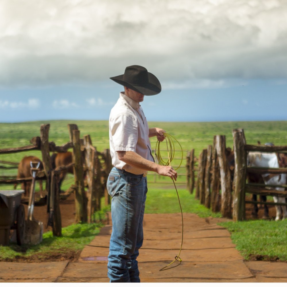 Cowboy Shawn Buchanan in the office - The Stables at Koele - Lana'i Hawaii Cowboy Shawn Buchanan in the office - The Stables at Koele - Lana'i Hawaii