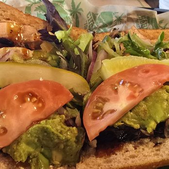 Cheba Hut "Toasted" Subs - Vegan Magic Mushroom "pinner" (8") on whole wheat minus pepper Jack, and minus shake (parmesan), with upcharge to add guacamole. - Sandwiches Near Me - Cheyenne, Wyoming