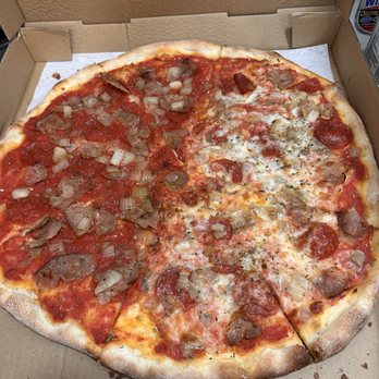 Renato’s Pizzeria - Large pie w/ sausage, pepp, onions- one side no cheese cuz we have a no cheese person in the house - Chicken Wings Near Me - Glenside, Pennsylvania Renato’s Pizzeria - Large pie w/ sausage, pepp, onions- one side no cheese cuz we have a no cheese person in the house - Chicken Wings Near Me - Glenside, Pennsylvania
