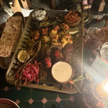 Leila - Soltani Platter - subbed salmon and steak (totally worth it!) - Middle Eastern Near Me - San Diego, California