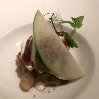 Indian Accent - potato sphere chaat, white pea mash - Indian Near Me - New York, New York Indian Accent - potato sphere chaat, white pea mash - Indian Near Me - New York, New York