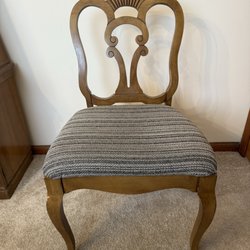 Old World Furniture Restoration - Dining room chair after it was repaired. It needed to be re-glued after the seat and its supports broke off