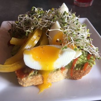 Al Banco - Avocado toast with poached egg, bell pepper and sprouts. - Coffee & Tea Near Me - Great Falls, Montana Al Banco - Avocado toast with poached egg, bell pepper and sprouts. - Coffee & Tea Near Me - Great Falls, Montana