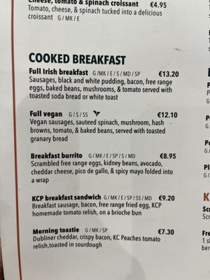 Menu photo 2 KC Peaches Cafe St Stephen's Green Dublin, D