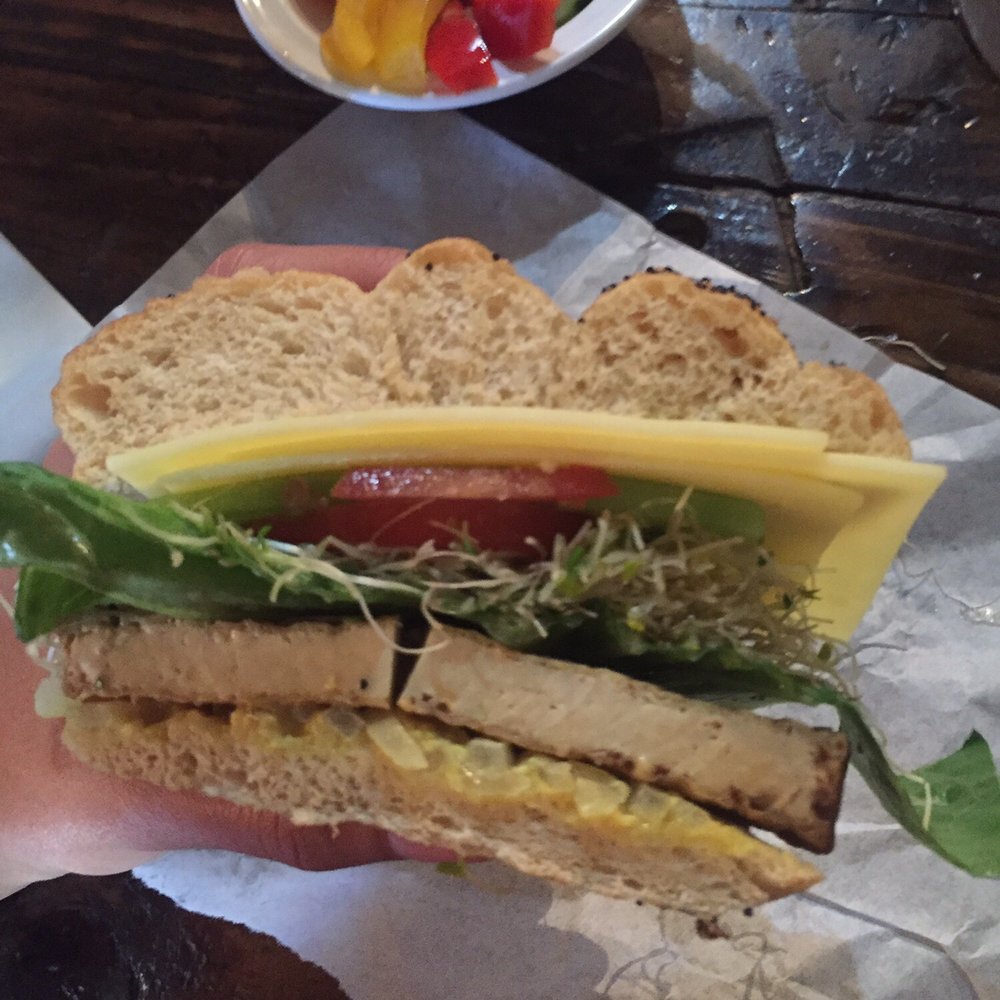 Garden Burger with a tofu patty. Garden Burger with a tofu patty.