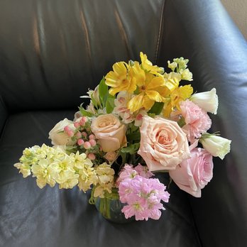 Happiness Flowers - You can see the size without all the wrapping. Still beautiful though! - Floral Designers Near Me