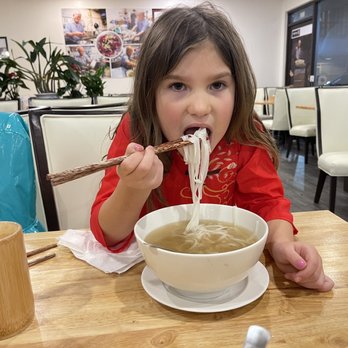 Pho Thin - Can't stop eating.  Feeding herself is the best part of this meal. - Vietnamese Near Me - Westminster, California