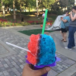 Alaska Shave Ice - 1/2 strawberry and 1/2 Blue Raspberry. Had Cherry last time :-)