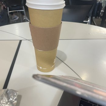 Green Beans Coffee - 24oz - Caramel Latte ($7.45) hot because they had no ice - Coffee & Tea Near Me - San Francisco, California