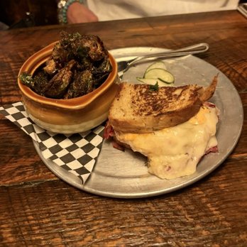 Elk Ave Tavern - Rueben Sandwich (half, it was split), Crispy Brussels - Comfort Food Near Me - Rock Hill, South Carolina Elk Ave Tavern - Rueben Sandwich (half, it was split), Crispy Brussels - Comfort Food Near Me - Rock Hill, South Carolina