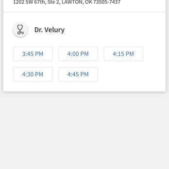 Velury Padmashree, MD - Shows appt available for today - Family Practice Near Me - Lawton, Oklahoma Velury Padmashree, MD - Shows appt available for today - Family Practice Near Me - Lawton, Oklahoma