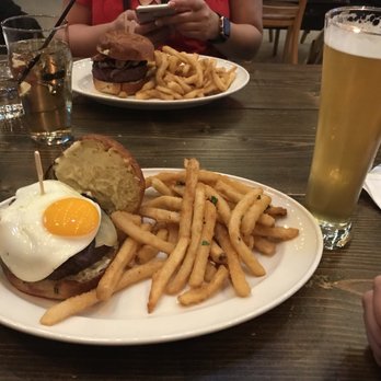 Old Irving Brewing - OIB BURGER with egg, which was dry and Guten Tag, which was good. - Breweries Near Me - Chicago, Illinois