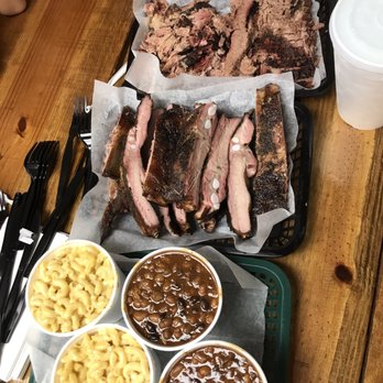 Woodpeckers Backyard BBQ - Two pints of mac and two of beans. Ribs WHICK SLID OFF THE BONE. Pork and brisket. I literally don't deserve this happiness. - Barbeque Near Me - Saint Augustine, Florida Woodpeckers Backyard BBQ - Two pints of mac and two of beans. Ribs WHICK SLID OFF THE BONE. Pork and brisket. I literally don't deserve this happiness. - Barbeque Near Me - Saint Augustine, Florida