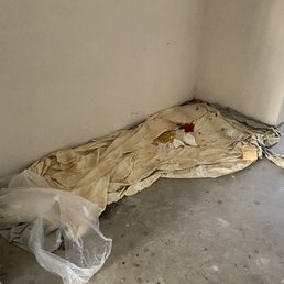 Where it seems a homeless was sleeping. Very sad as there was a doll and uncooked pasta. Where it seems a homeless was sleeping. Very sad as there was a doll and uncooked pasta.